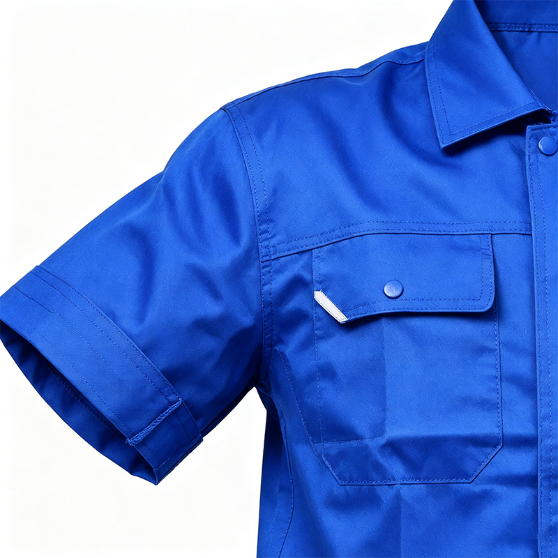 脇メッシュ付き半袖夏作業服オーバーオールセット