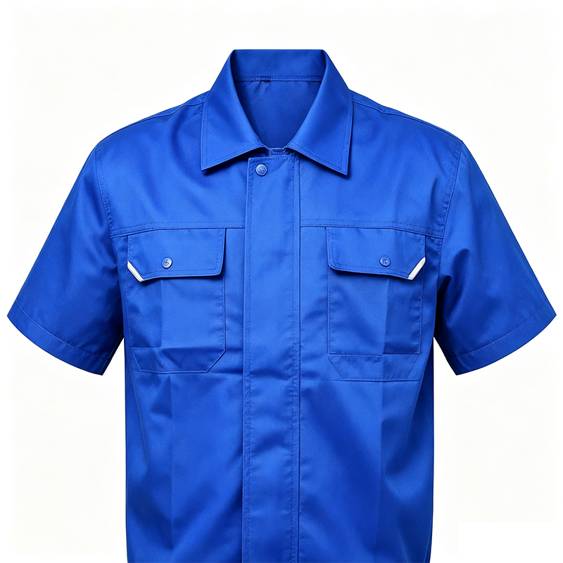 脇メッシュ付き半袖夏作業服オーバーオールセット